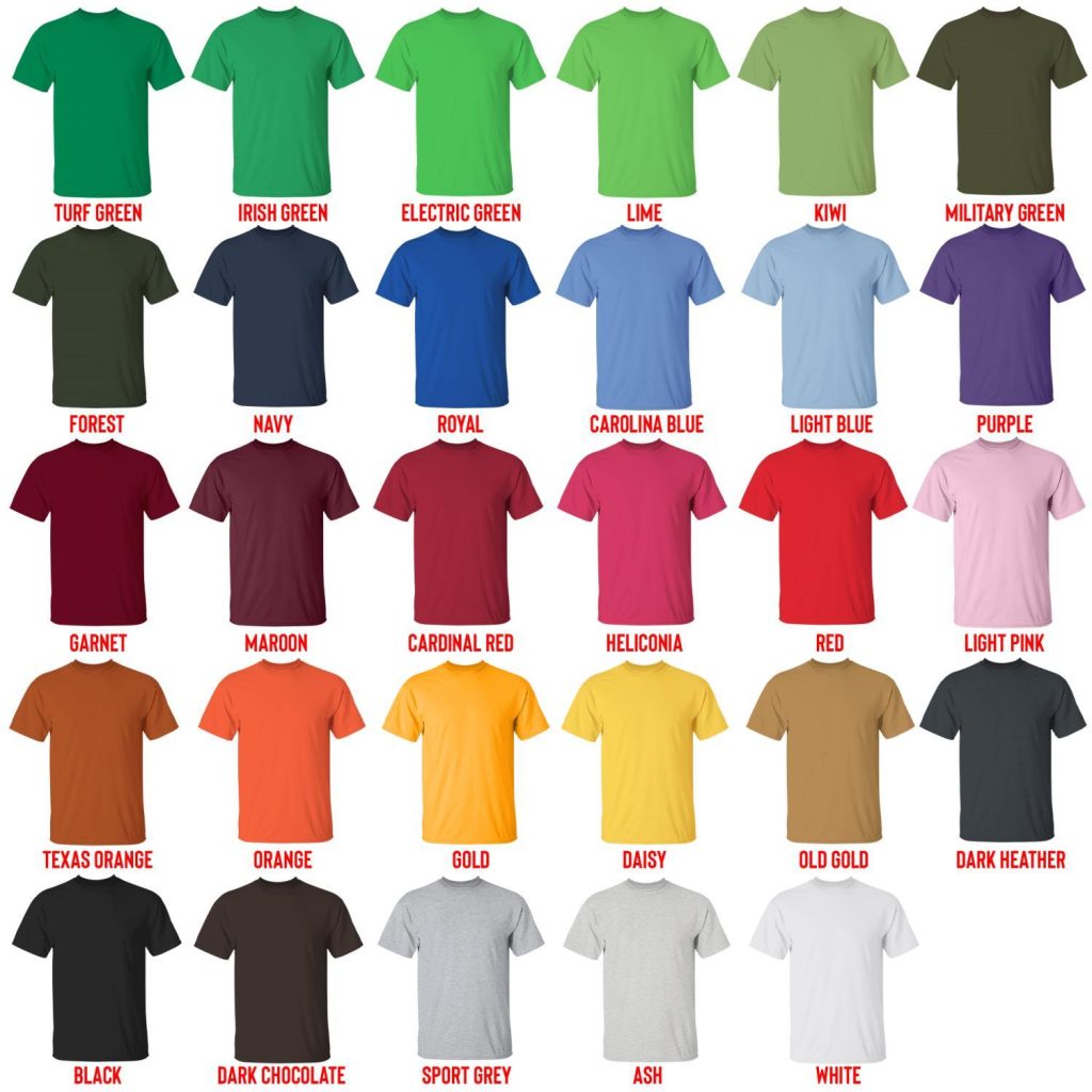 t shirt color chart - Great Dane Gifts