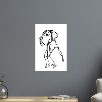 Personalized Great Dane Line Art Memorial Wall Art - Great Dane Gifts